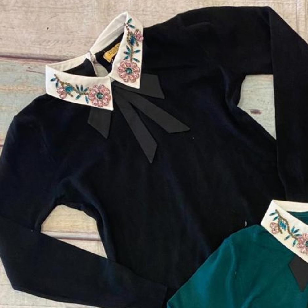 Vinizbena collar beaded sweater